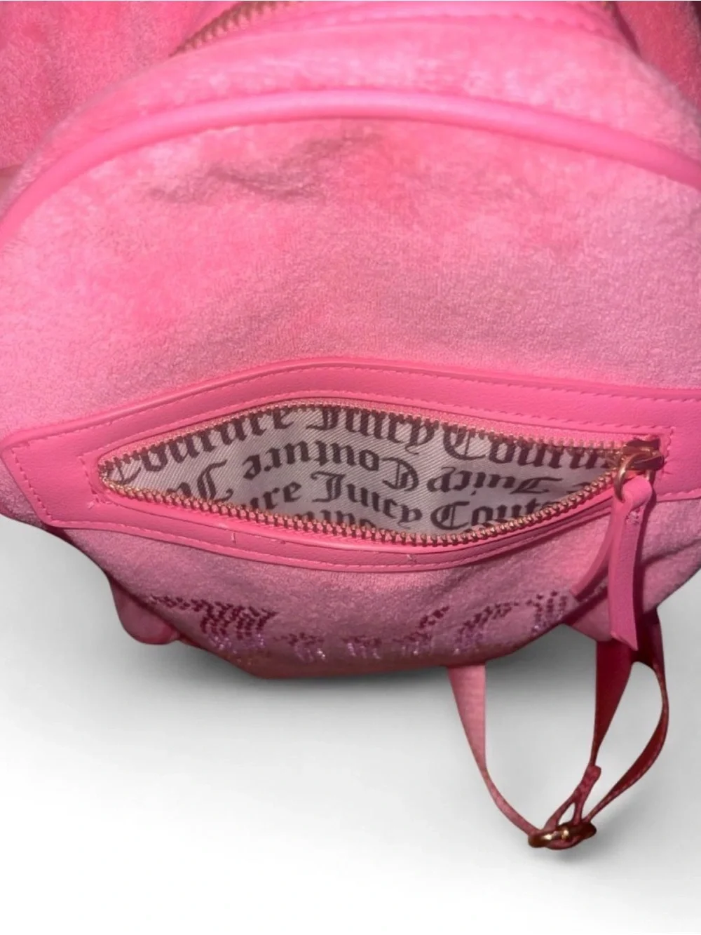 Juicy Couture Pink Suede Mini Backpack with Heart Charm